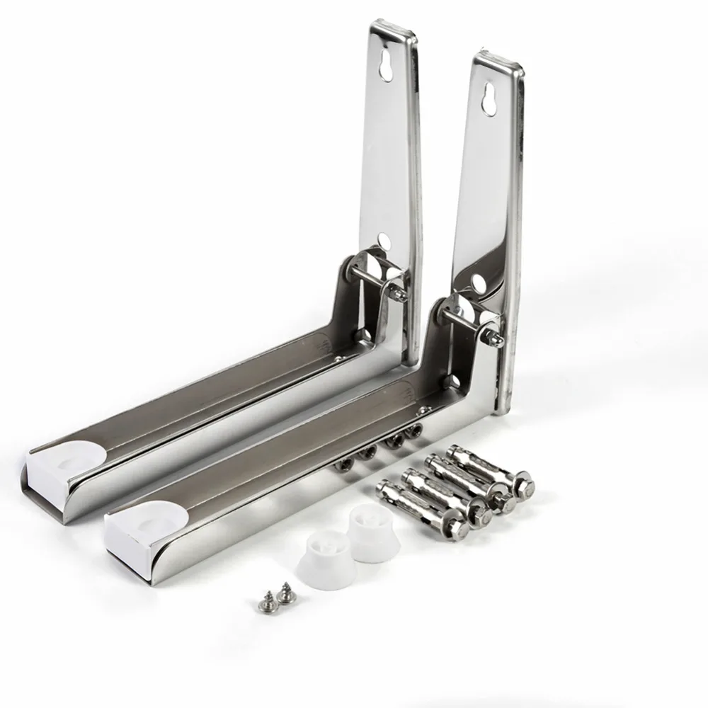 

2 Pcs/Lot Kitchen Stainless Steel Stretch Shelf Microwave Oven Bracket Sturdy Foldable Stretch Wall Mount Rack