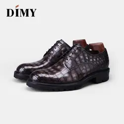 DIMY/2019 Мужская обувь; Новинка; деловые туфли из крокодиловой кожи в британском стиле; дышащая удобная кожаная деловая обувь