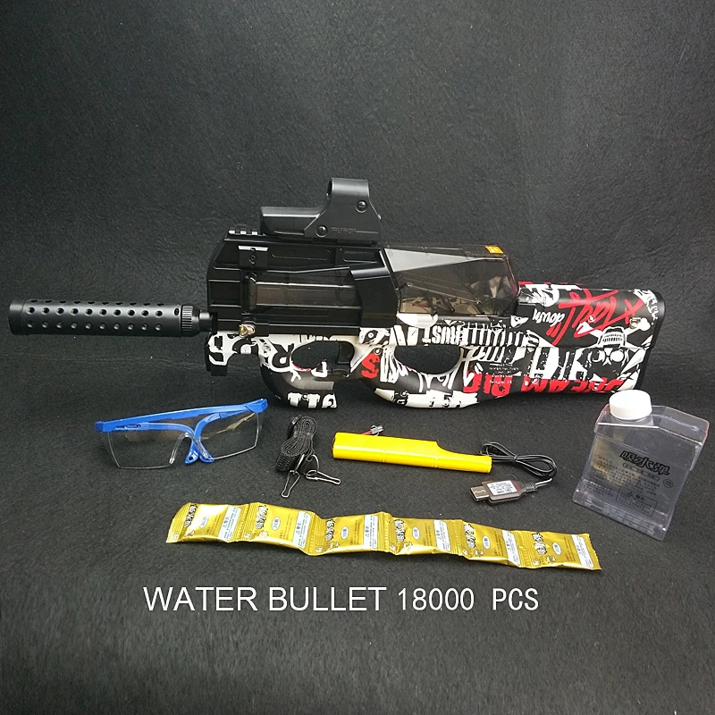 

New Graffiti Edition Electric Toy GUN Water Bullet Bursts Gun Live CS Assault Snipe Weapon Outdoor Pistol Toys P90