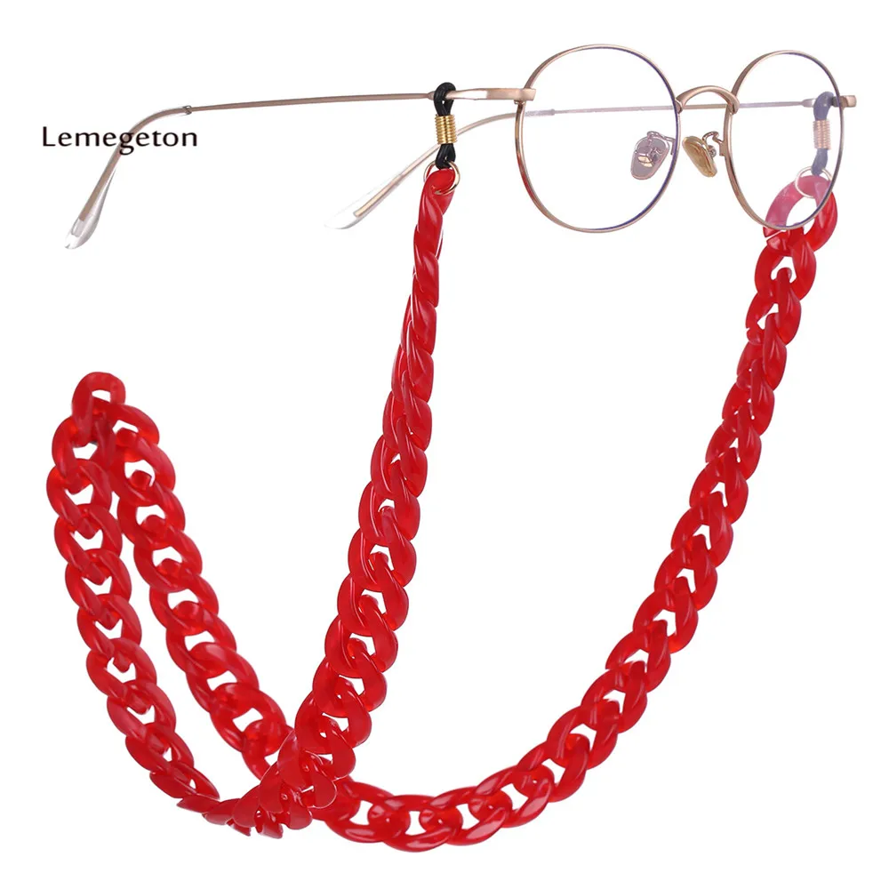 

Lemegeton Fashion Red Acrylic Glasses Chain Reading Eyeglass Lanyard Hanging Neck Chain Sunglasses Chain Eyewear Accessories