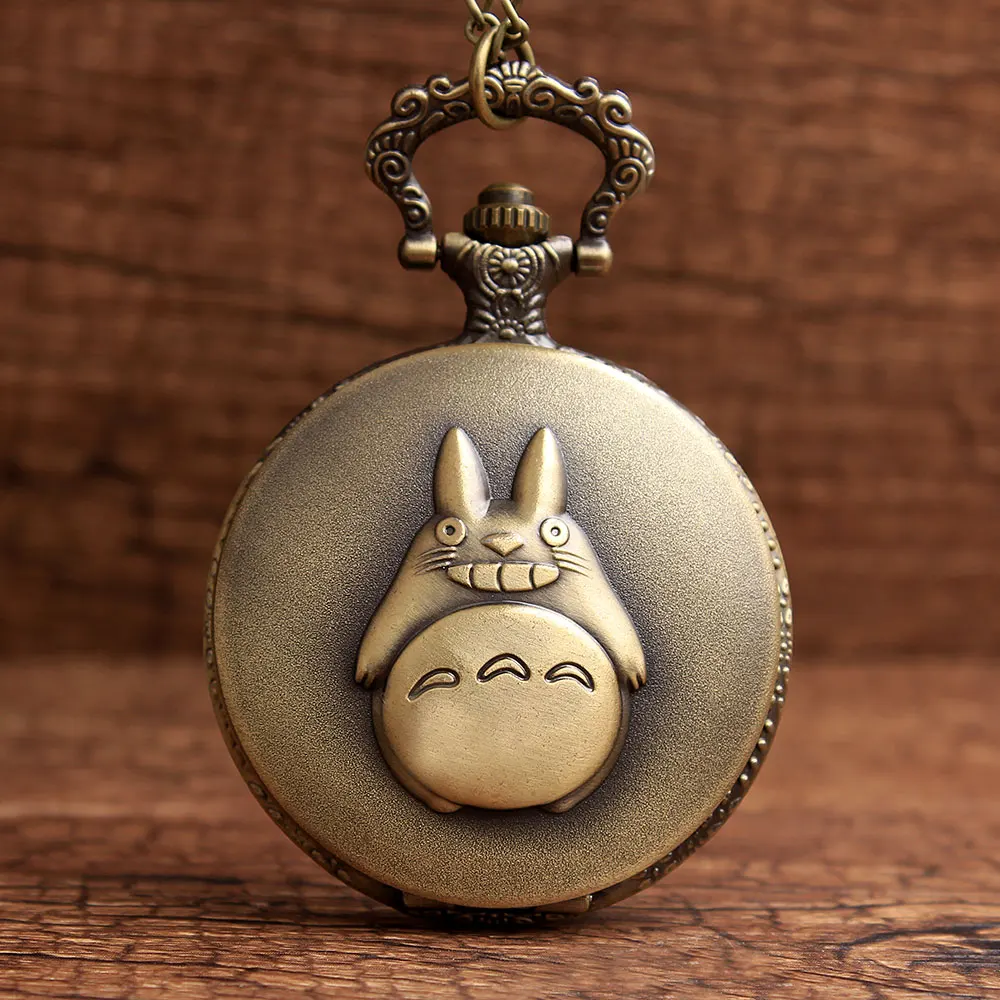 Venta caliente Reloj De bolsillo De Totoro animado para niños, cadena De reloj De bolsillo Retro De cuarzo, colgante, regalo AANaQ9EXQ