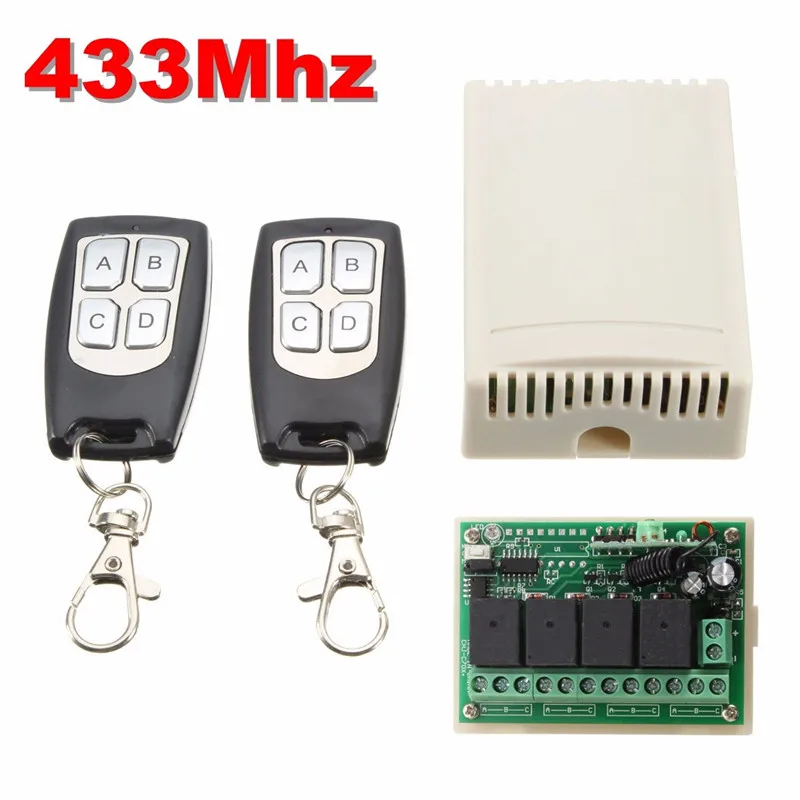 

12V 3A 4CH 200M Wireless Remote Control Relay Switch Transceiver With 2 Receiver Compatible 433mhz