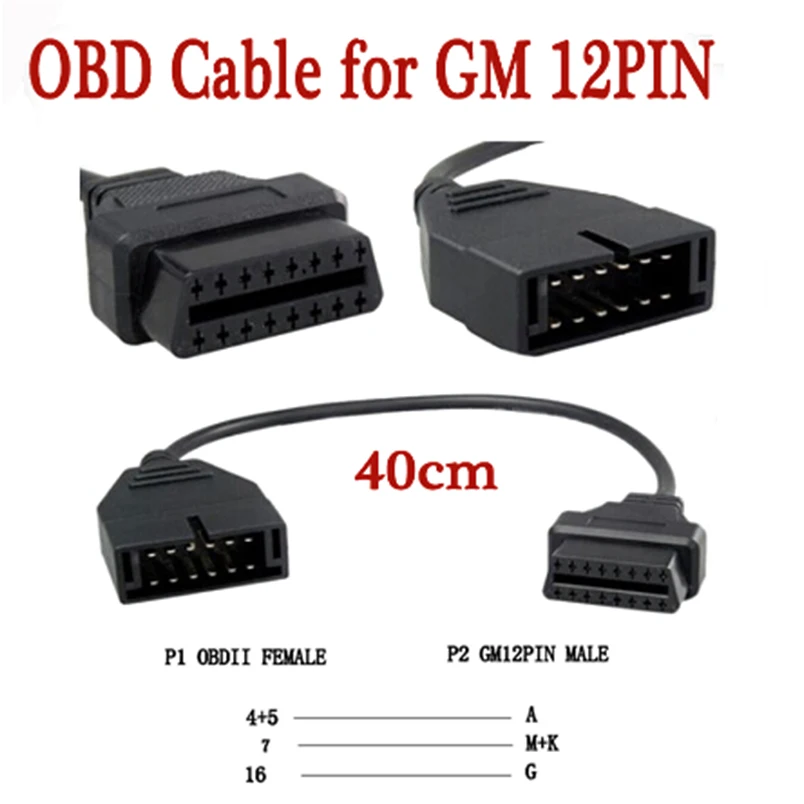 For g m 12 Pin 12Pin OBD 2 Connector Adapter for g m12 pin obd2 obdii Auto Car Accessories