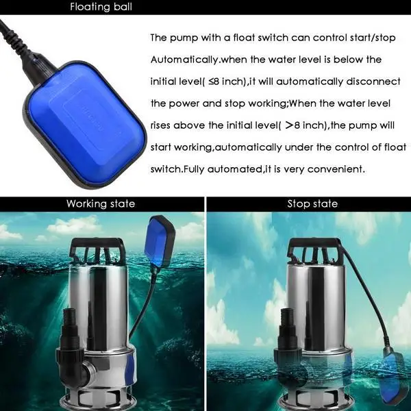Водяной насос домашний сад 1.5HP из нержавеющей стали погружной
