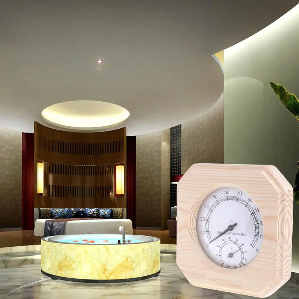 High Quality Wood Thermometer Sauna Room Temperature Thermometer Hygrothermograph Humidity Hygrometer Sauna Room Accessory