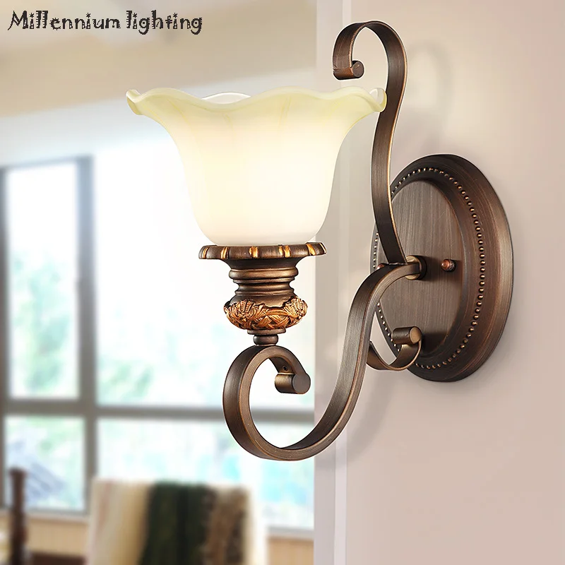 European classical style bedside lamp living room wall lamp bedroom wall lamp American village