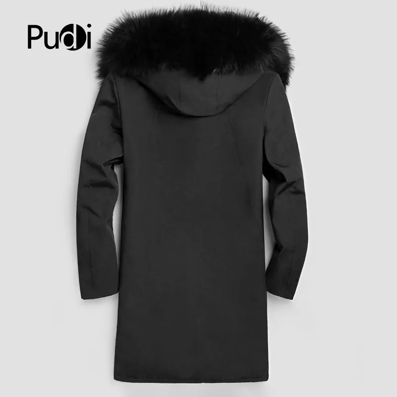 Fourrure Manteau Automne Pudi Hiver green Mode Réel De Vestes Doublure Hommes Mt8125 Occasionnel Polyester Black Parka Outwear 2018 Moutons Nouvelle QCrBsxdth