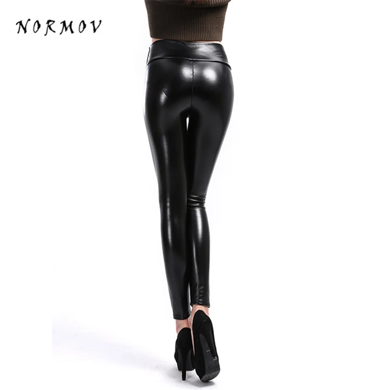 NORMOV 5XL Женские бархатные кожаные брюки теплые зимние леггинсы из искусственной
