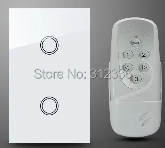 

Free shipping 120MM 1PC Switch+1PC Remote Control wall switch Glass touch switch panel 2 gang 1 way tempering glass
