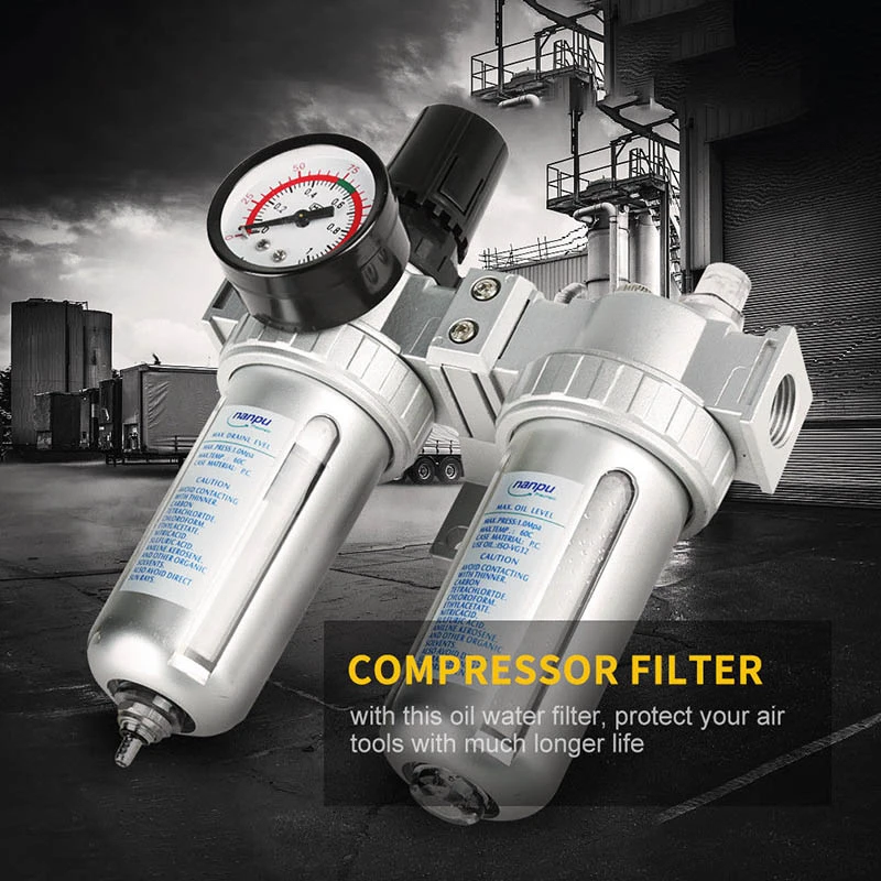 G1/2'' Air Compressor Oil Water Filter Gauge Trap Oil Water Separator Regulator G1/2'' Air Compressor Oil Water Filter Gauge Trap Oil Water Separator Regulator