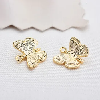 

10PCS 11*10MM 24K Gold Color Brass Butterfly Charms Pendants High Quality Diy Jewelry Findings Accessories wholesale