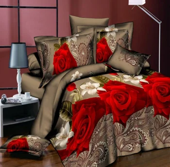 

BEST.WENSD Hot luxury Bedding set Western quilt cover+linen flat bedspread +pillowcase bed set 4pcs duvet cover set king size