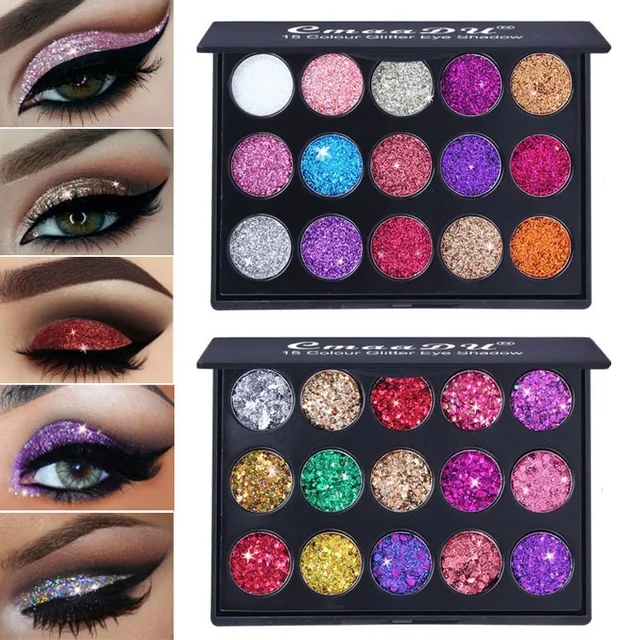 CmaaDu Pressed Glitters Eyeshadow Palette Glitter Palette Long