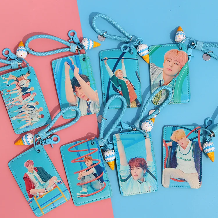 

Kpop Album Card Holder keychains Portable Id Card Holder keychains Bus Cards Cover Case Office Work Keychain Keyring drop ship