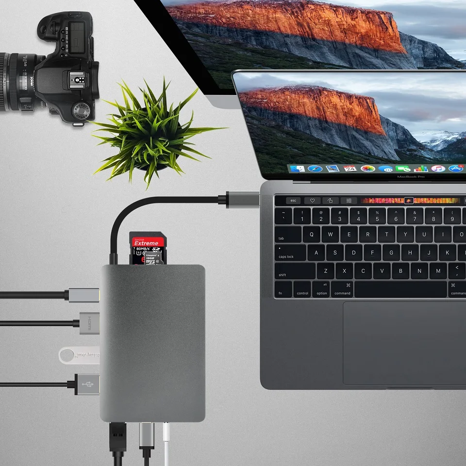 USB C 3,1 концентратор к HDMI 4 K Mini DP адаптер с Gigabit Ethernet Тип C Мощность аудио разветвители для MacBook samsung S9 huawei P20