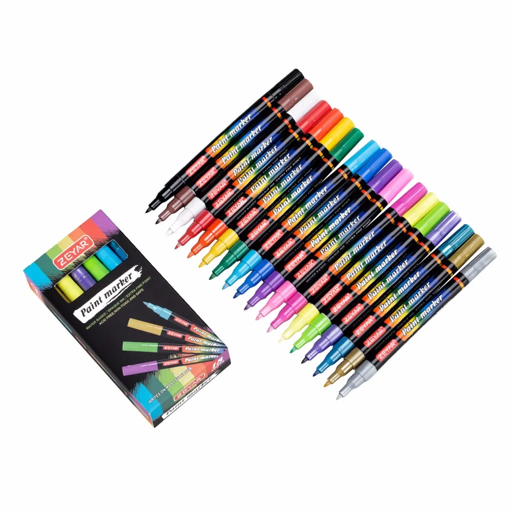 Premium Acrylic Paint Pen Extra Fine Point Nylon Head 18 Colors DIY Cloth Graffiti Tools Kid Creative Imagination Paintbrush