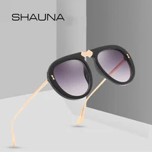 Женские и мужские темные очки-авиаторы SHAUNA, солнцезащитные затемненные очки, украшенные металлическими гвоздиками