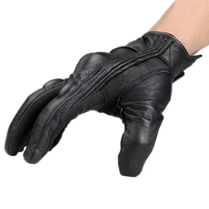 

Men Fashion Glove real Leather Full Finger Black men Motorcycle Gloves Motorcycle Protective Gears Motocross Glove