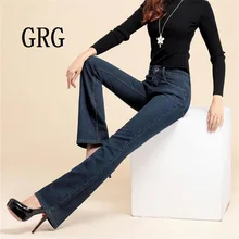 Высокое качество, женский плюс бархатный крой, джинсы, женские с высокой талией, флисовые джинсы, брюки-клеш 26-40