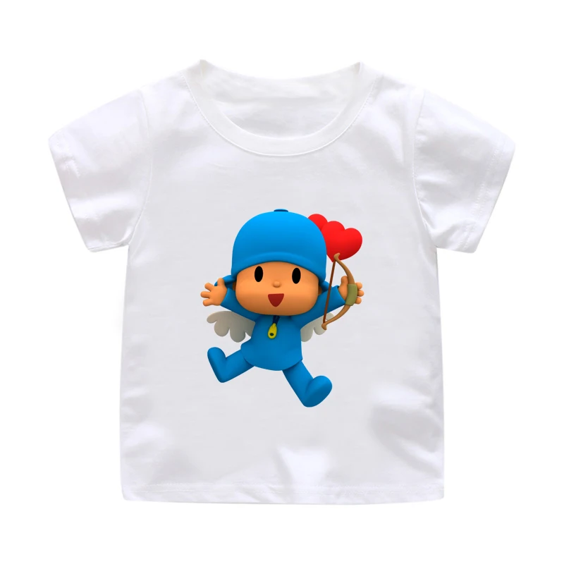 

ZSIIBO Children Short Sleeve T-shirt For Boy Summer White Clothes Girls T Shirt Clothing Baby Lovely Pocoyo Print Costume