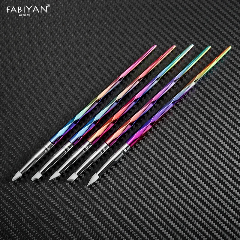 

5pcs/set Nail Art Brush Silicone Head Gradual Color UV Gel Carving Emboss Shaping Hollow Sculpture Manicure DIY Dotting Pen Tool