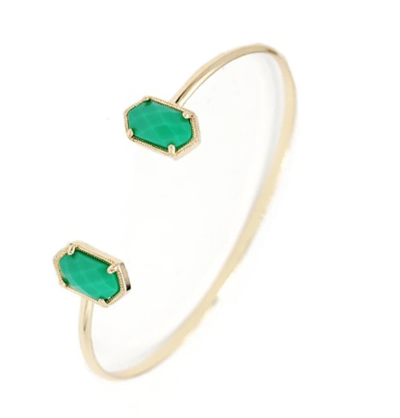 

Many Aspects Small Oval Resing Stone Inlay Bracelets Oval Mulit Color Resin Stone Copper Women's Bangles
