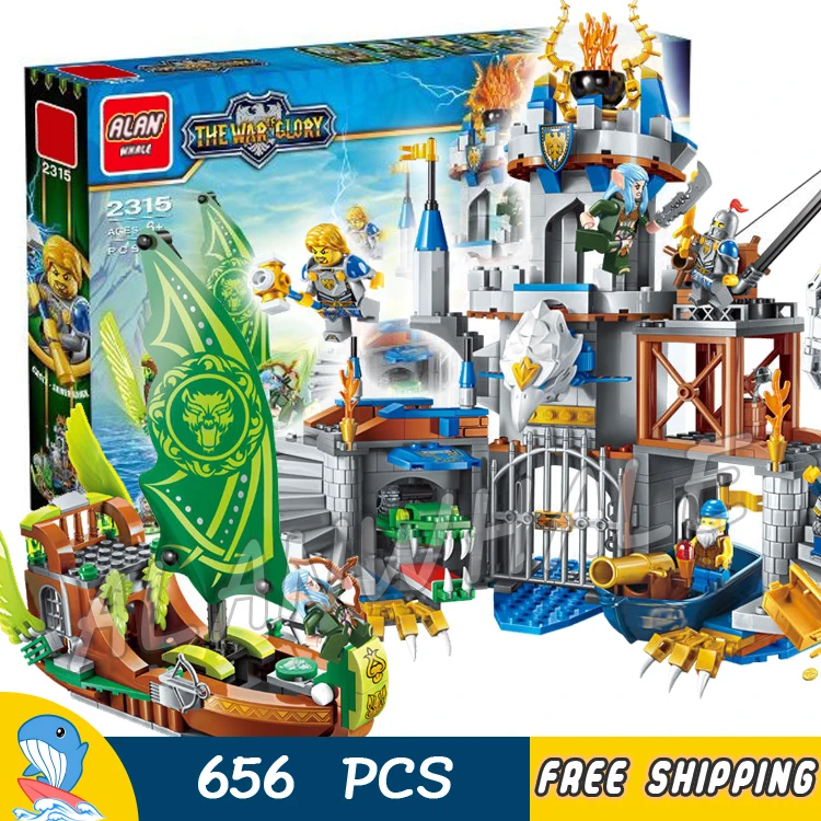 

656pcs The War Human VS Elves Gryphon Castle Stormwind Elf Boat Model Building Blocks Kit Games Toys Bricks Compatible with lego