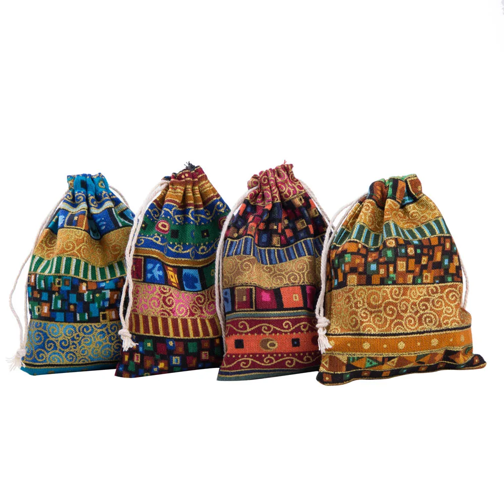 10pcs Cloth Linen Packaging Drawstring Bag Fabric Jewelry Bead Bags