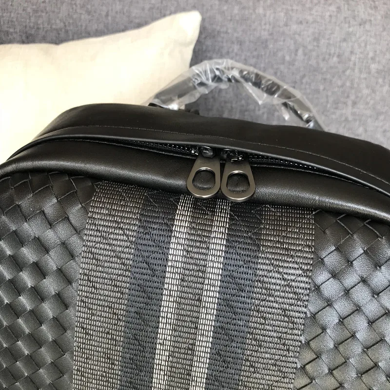 Kaisiludi leather backpack embroidery knitting men's bag double shoulder bag men's bag large capacity computer fashion women