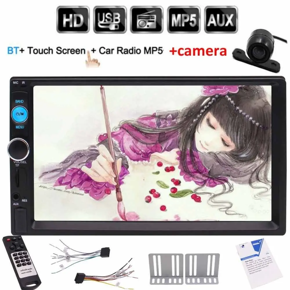 

Car audio video MP5 Player No DVD player for 2din headunit support USB/TFAUX IN/Bluetooth/FM Radio+Free Rearview camera