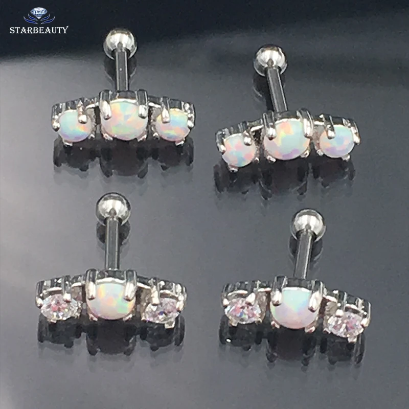 

16G Fire OP17 Cartilage Earring 1.4*8mm Cartilage Studs Ear Piercing Jewelry Opal Zircon Earbone Piercing
