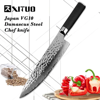 

XITUO Newest damascus steel 8 inch chef knife Forging blade High hardness sharp 71 layers VG10 damascus kitchen knives Cleaver