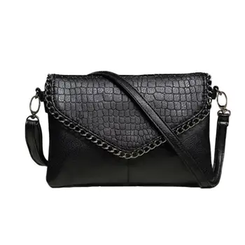 

Women Crocodile Envelope Crossbody Shoulder Bag Embossed Chain Flap Small Square Bag