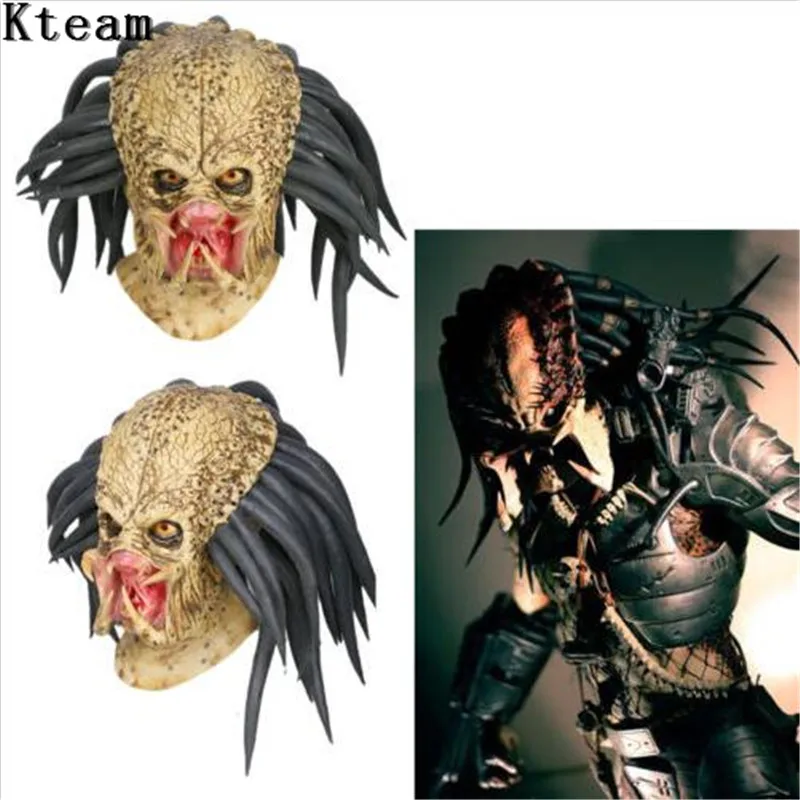 

Top Grade Latex Movie Predator Cosplay Mask Costume Helmet Props Antenna Halloween Party Horror Xcoser Face Head Mask Cosplay