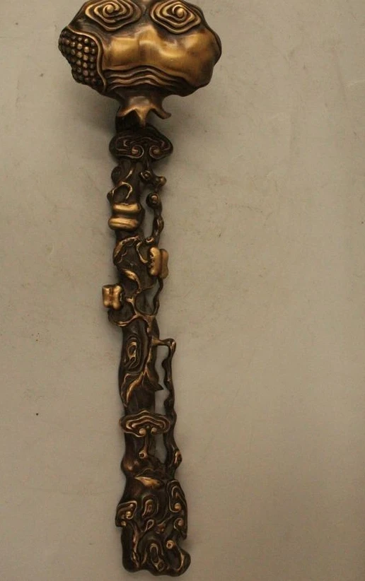 

14"Chinese Dynasty Palace Bronze Lucky Auspicious Ganoderma lucidum Ru Yi