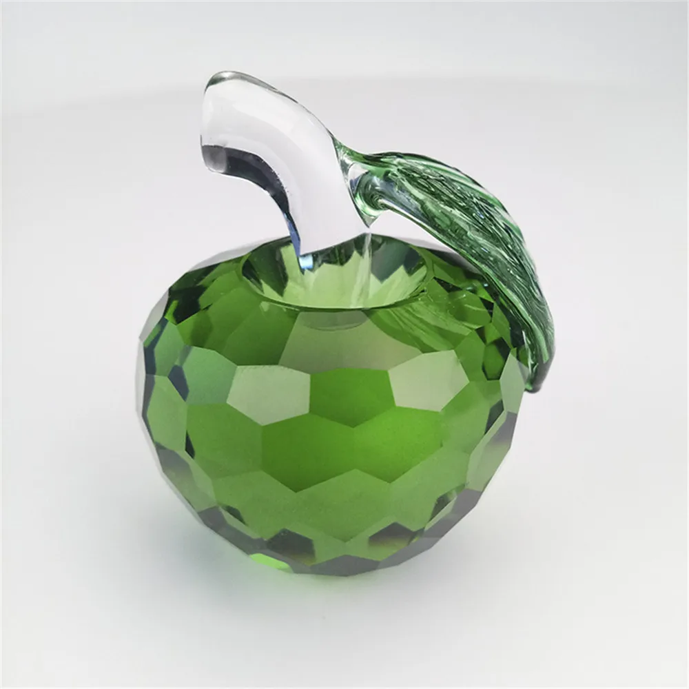 

40mm/50mm/60mm 1PCS Green Crystal Apple For Home Decor Birthday Gift Elegent Free Shipping