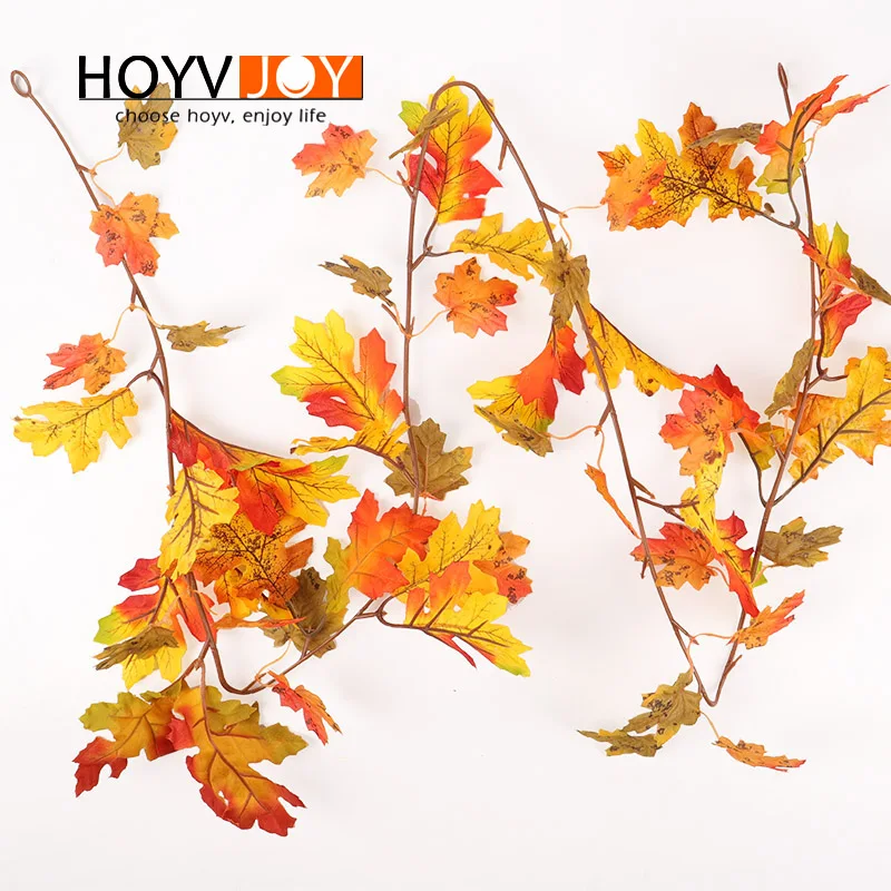 

HOYJOY 1PCS Artificial Maple Leaves1.5M Detachable Silk Vines Plants Hanging Rattan Fences Windows Wall Decoration Home Party