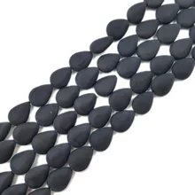 LII Ji Черный Природный камень агат матовый слеза бусины в форме капли около 10x14 шарики для ювелирных изделий DIY 38 см