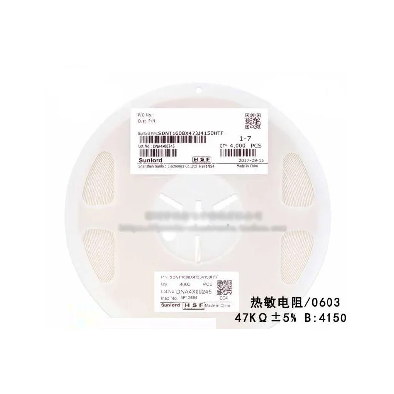 

100 шт./лот 0603 SMD тепловой резистор 47KΩ ± 5% B: 4150 SDNT1608X473J4150HTF термистор