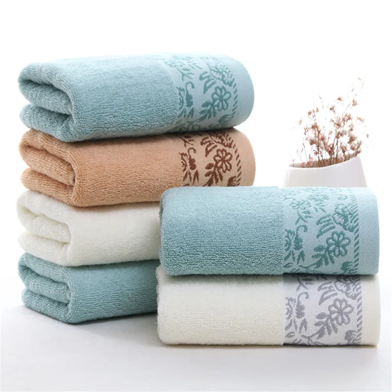 Cotton face towel pure color towel for Adults wide border High Water