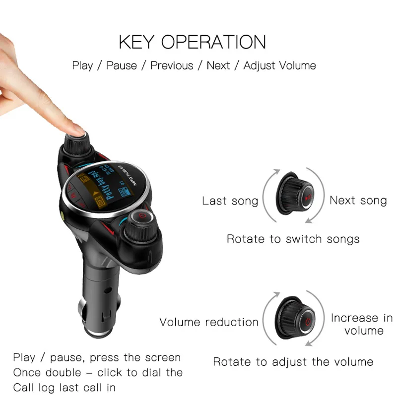 JaJaBor беспроводной fm-передатчик Bluetooth автомобильный комплект громкой связи AUX аудио mp3-плеер fm-модулятор Поддержка TF карты воспроизведение u-диска