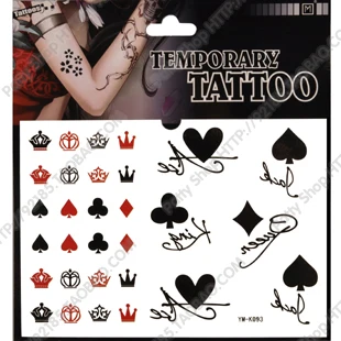 Tymczasowy Tatuaż Naklejki Wodoodporna Czarny Czerwony Joker Korona