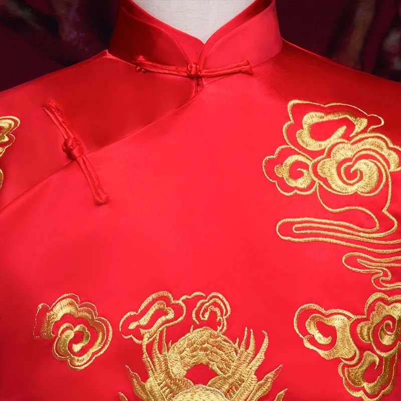 Новое поступление мужской cheongsam китайский стиль костюм жениха платье куртка длинное платье Традиционный китайский торжественное платье