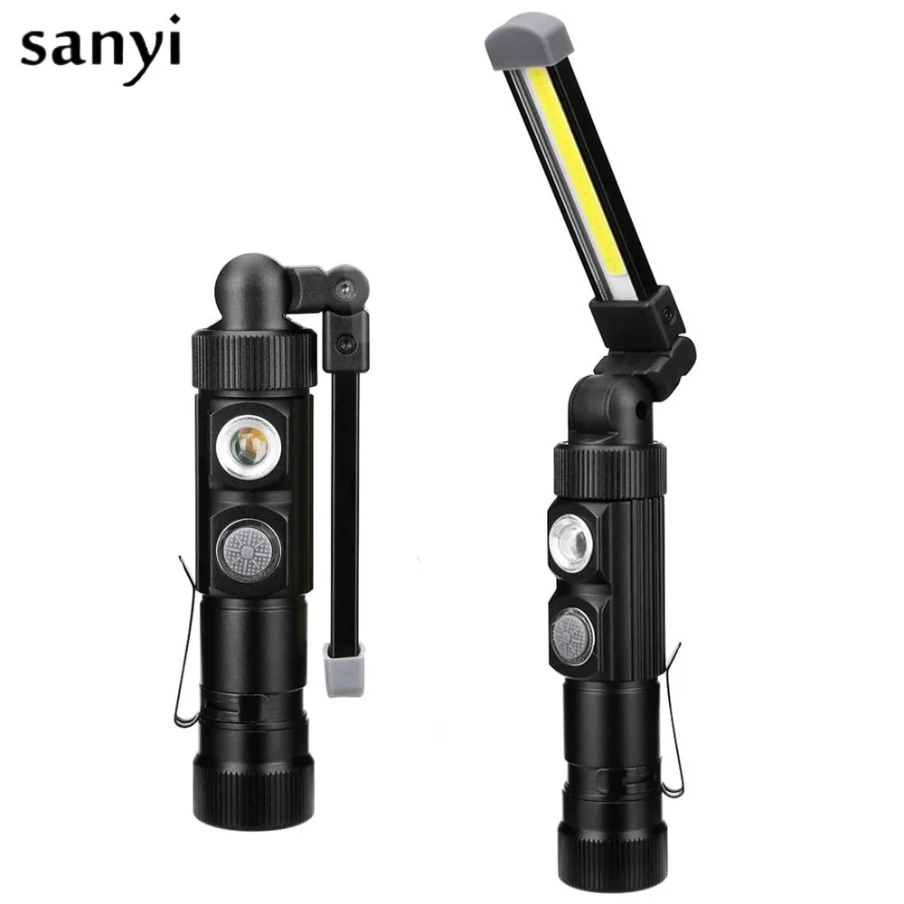 

USB Rechargeable COB Flashlight Torch Portable 5-Mode Work Light Magnetic LED Lanterna Outdoor Camping Hanging Hook Lamp
