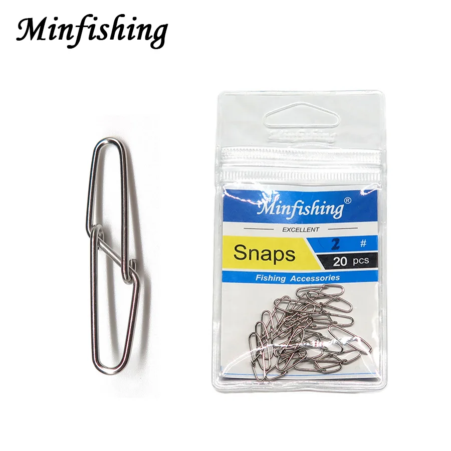 

20pcs/pack Minfishing Brand Fishing Snap stainless steel Swivel Snap Pin Fishing Lure Connector Fishing Accessories