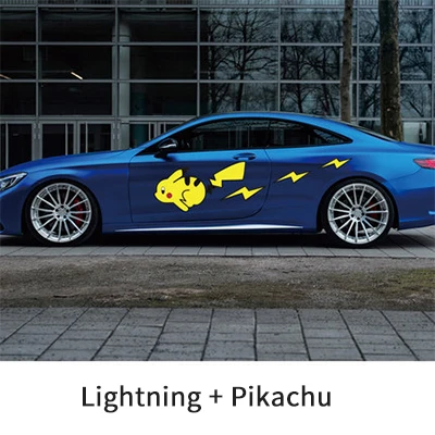 Left side Стикер для автомобиля, мультяшный Пикачу, креативный стикер, мультяшный узор для автомобильной двери, автомобильный декор, водонепроницаемый и солнцезащитный крем - Название цвета: Left side
