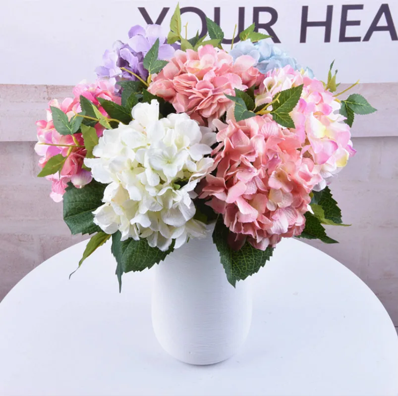 

Single high simulation silk flower hydrangea table vase flower arrangement wedding bride holding flowers road decoration