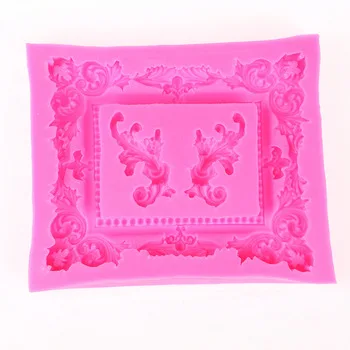 3D big Retro Mirror Frame chocolate Party cake decorating tools DIY baking fondant silicone mold F0424