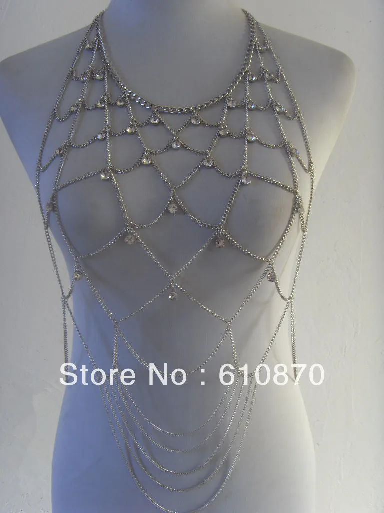 Free shipping Hot New Women Fashion Crystal Chain Necklace Full Body