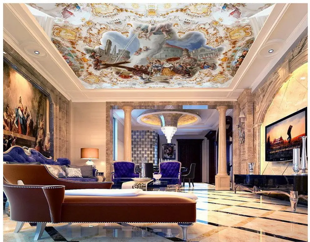 

3d customized wallpaper living 3d wallpaper European Space ancient god of the sky zenith ceiling 3d ceiling murals wal frescoes